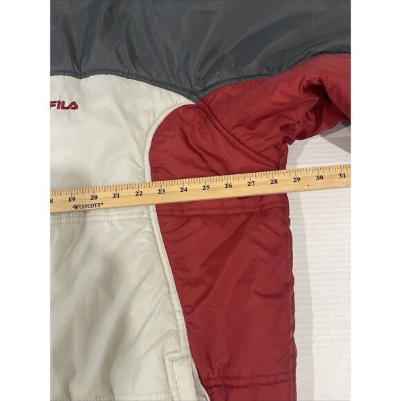Fila Puffer Jacket XXL Zip Pocket Color Block Street Wear Tennis Euro Red Blue - Picture 11 of 15